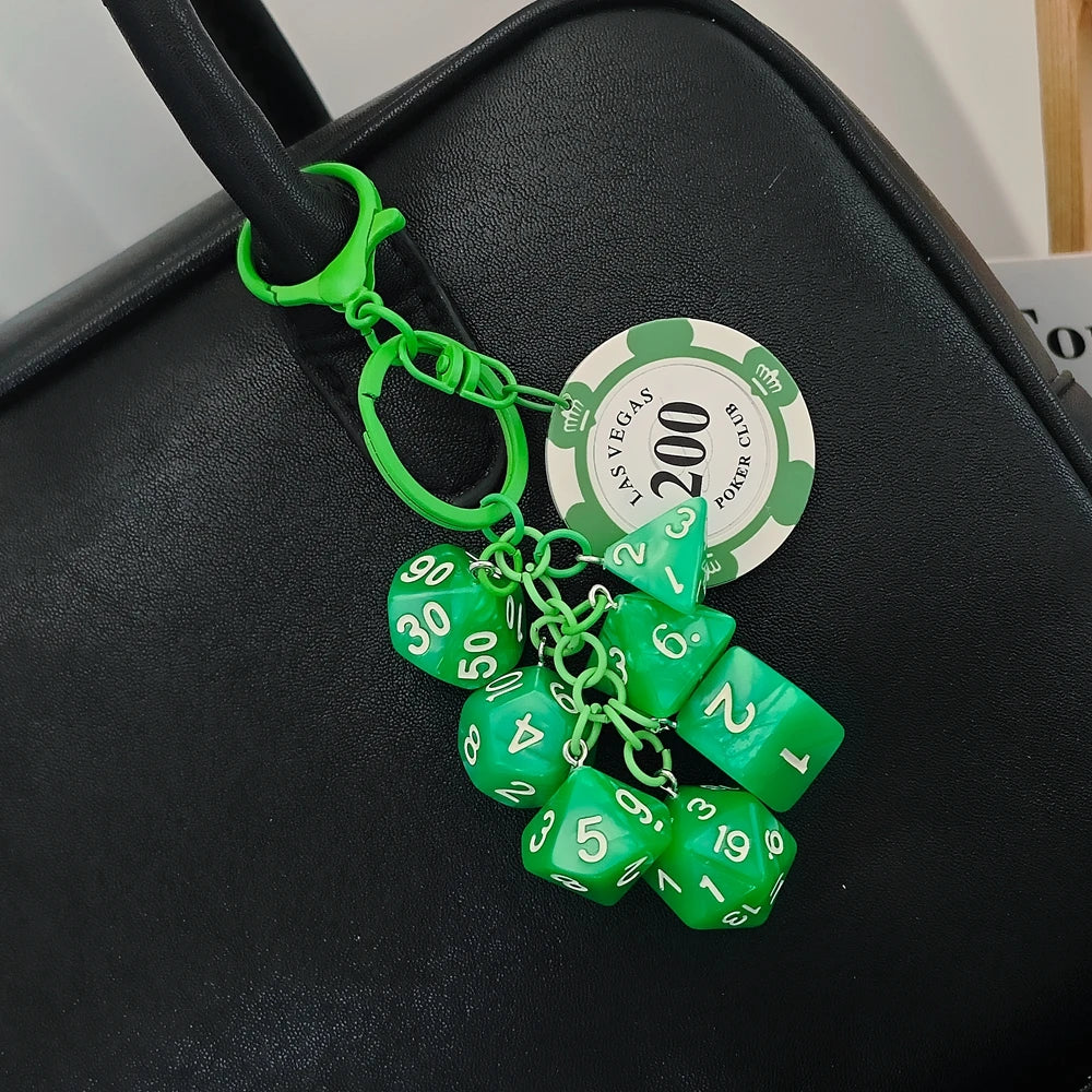 Las Vegas Dice Keychain – Black Eight Fruit Machine Poker Pendant