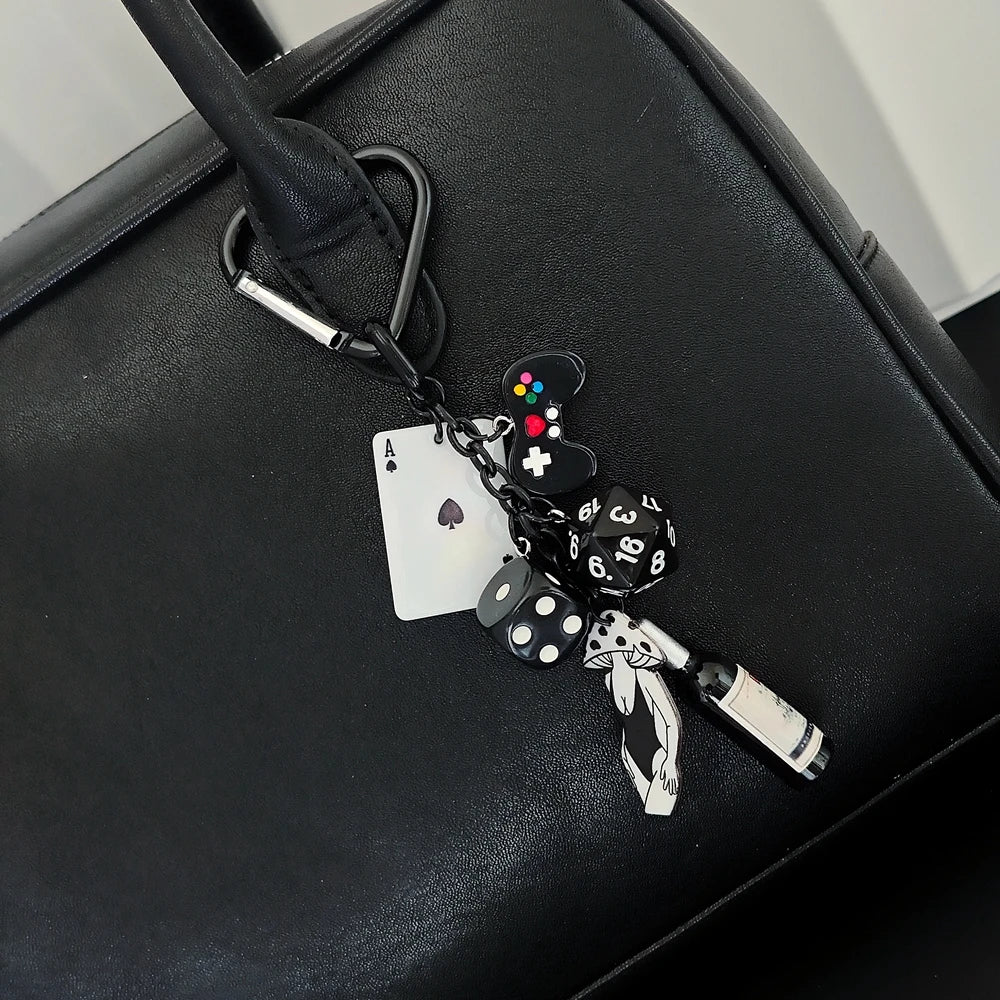 Las Vegas Dice Keychain – Black Eight Fruit Machine Poker Pendant