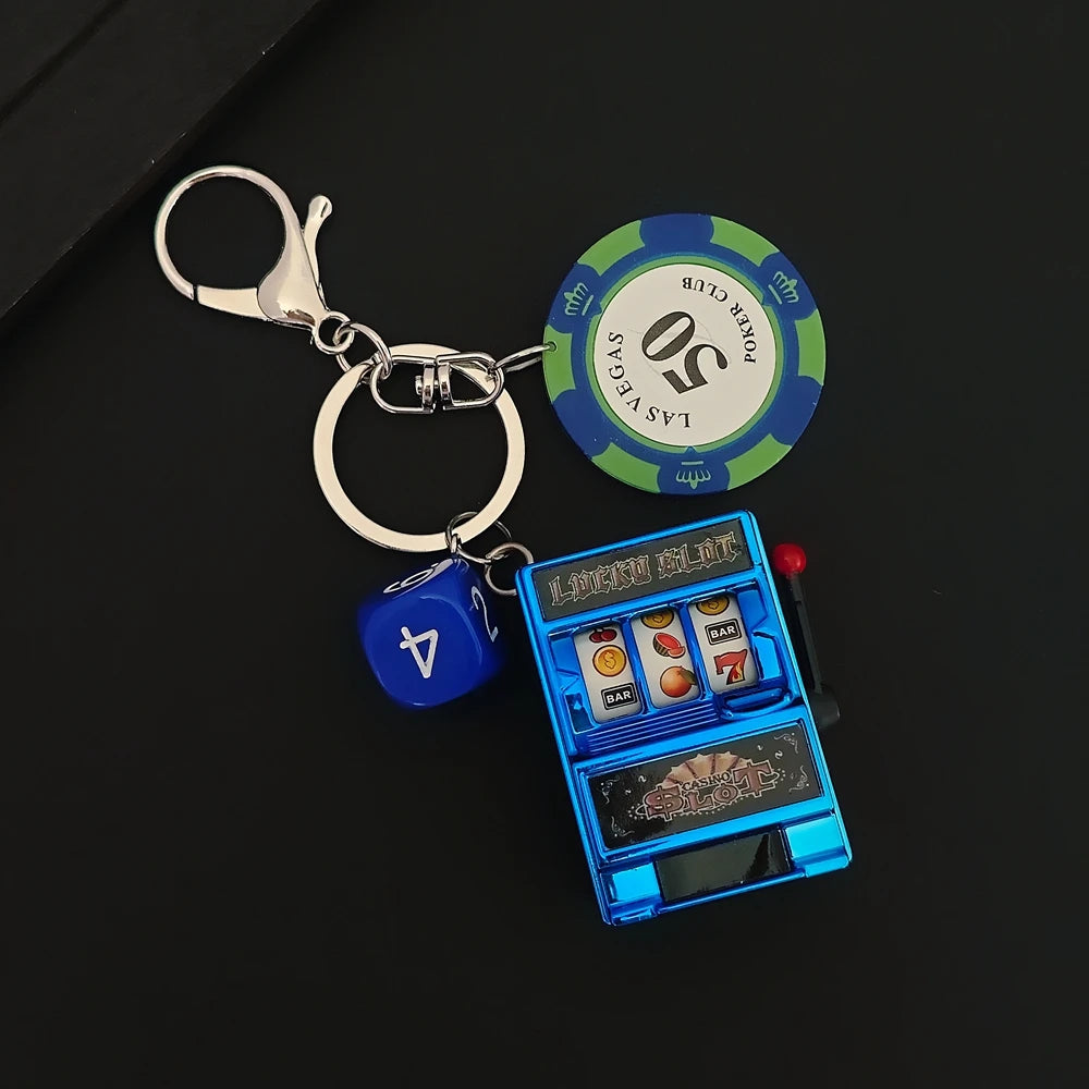 Las Vegas Dice Keychain – Black Eight Fruit Machine Poker Pendant