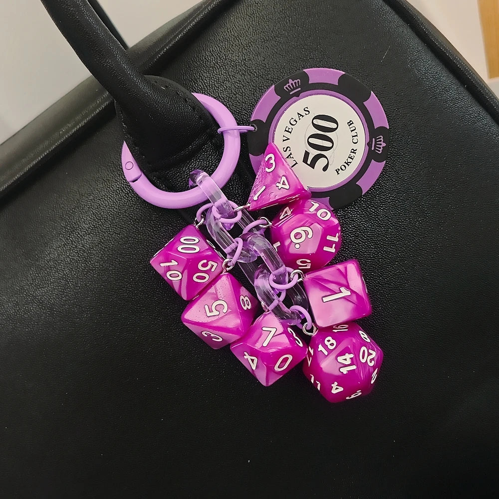 Las Vegas Dice Keychain – Black Eight Fruit Machine Poker Pendant