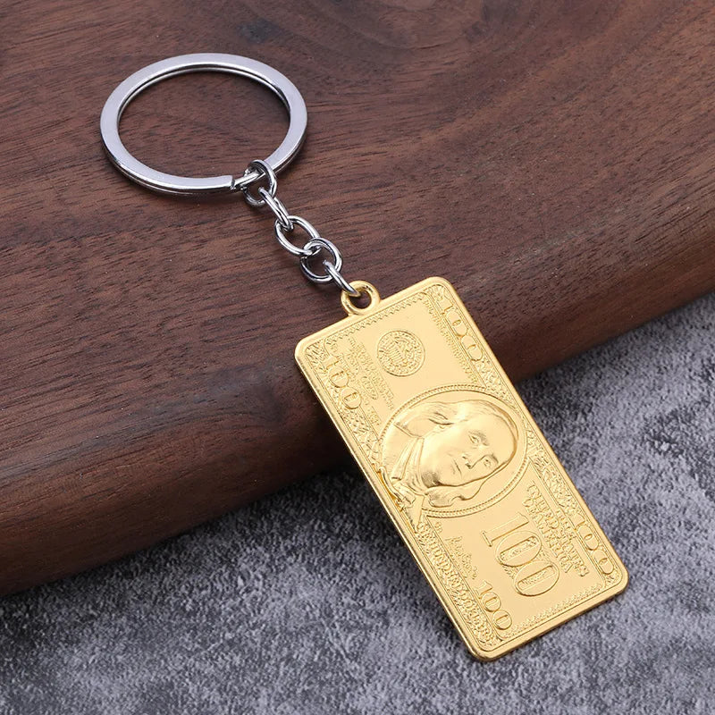 100$ Bill Metal Keychain