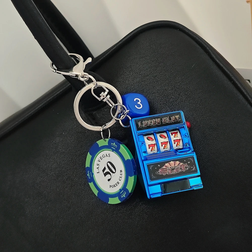 Las Vegas Dice Keychain – Black Eight Fruit Machine Poker Pendant
