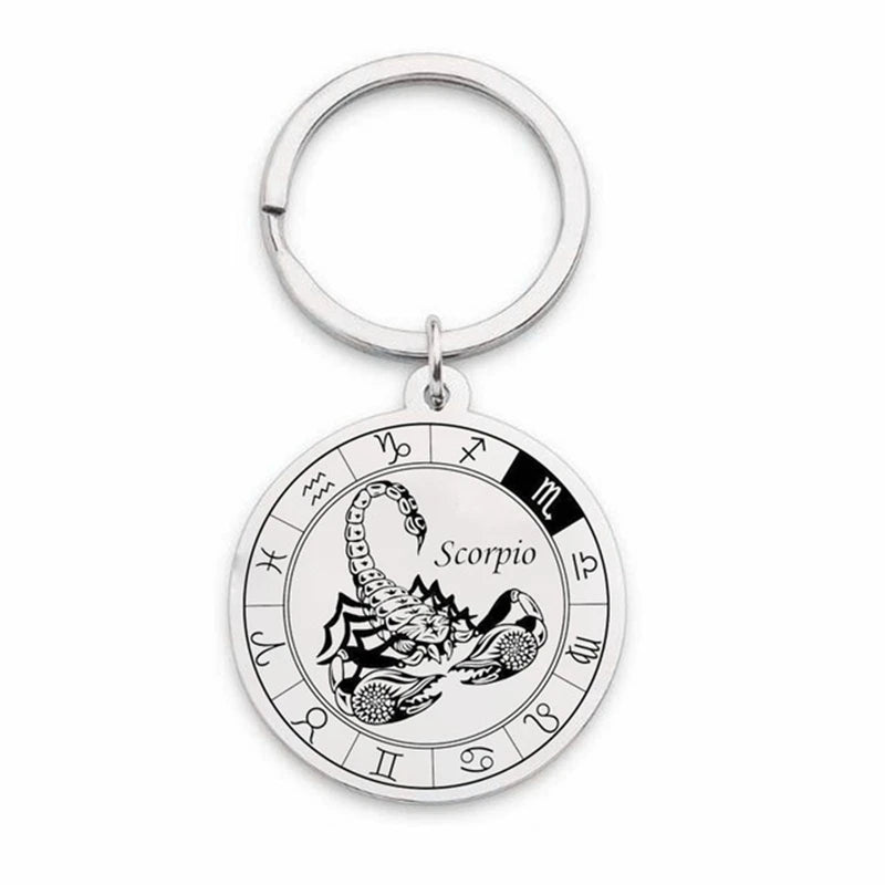 12 Zodiac Sign Constellation Keychain