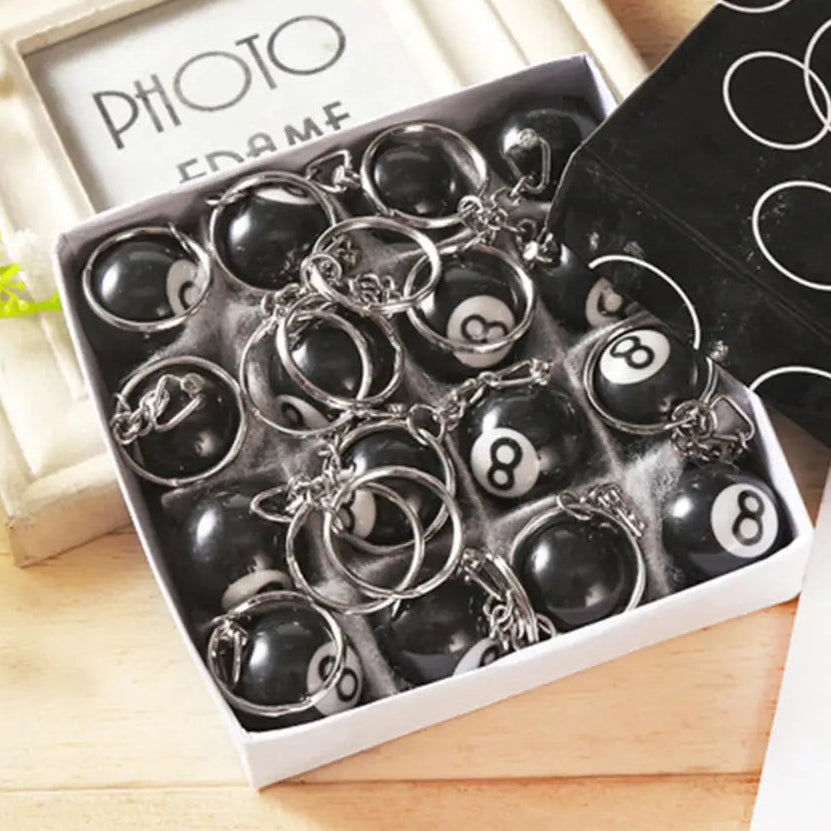 Black No 8 Billiard Keychain