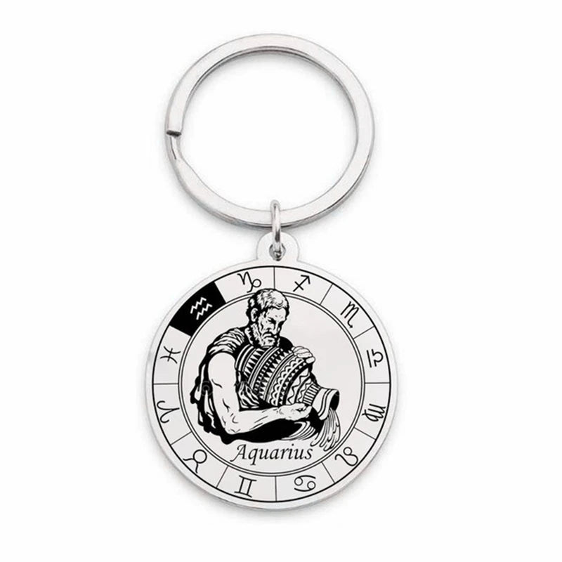 12 Zodiac Sign Constellation Keychain