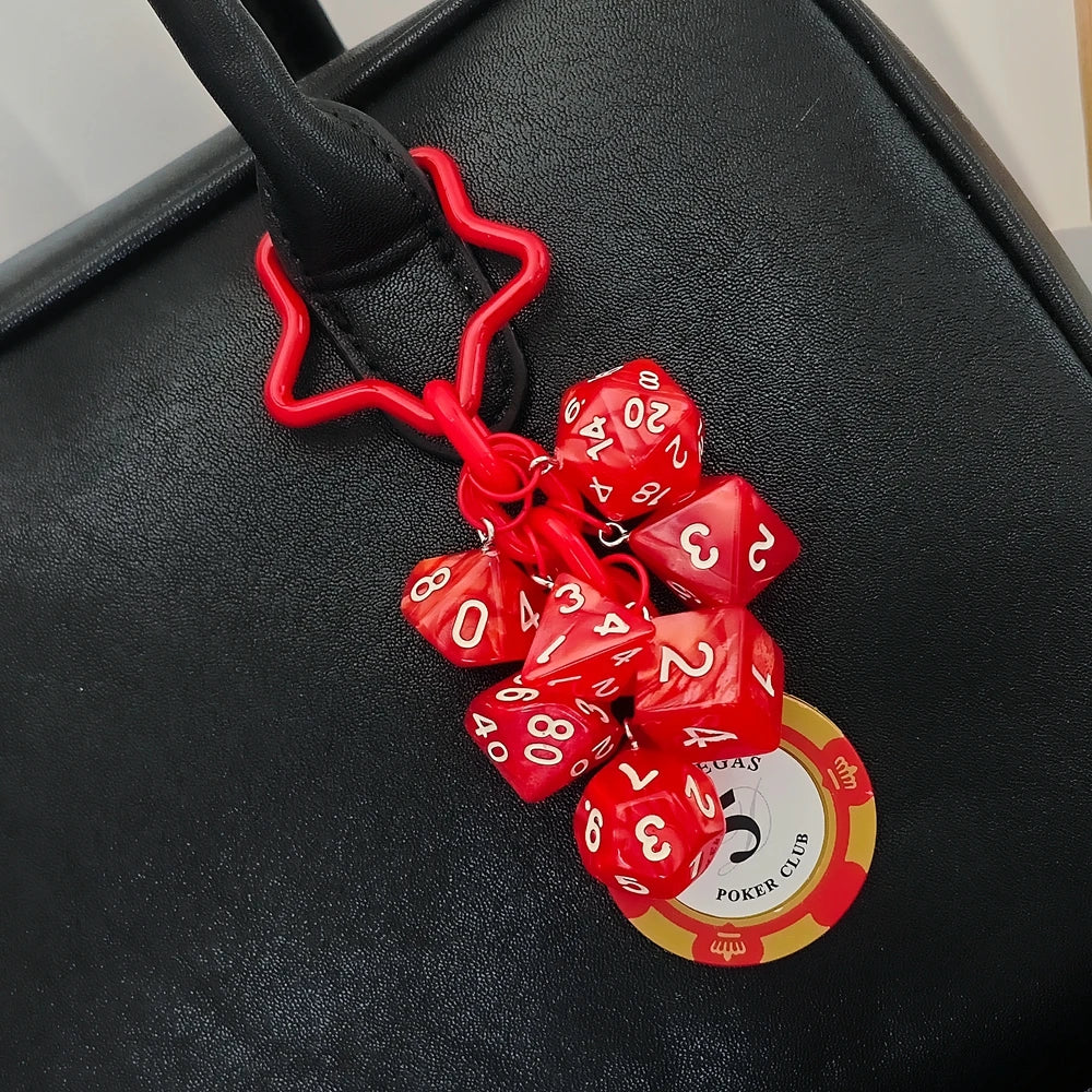 Las Vegas Dice Keychain – Black Eight Fruit Machine Poker Pendant