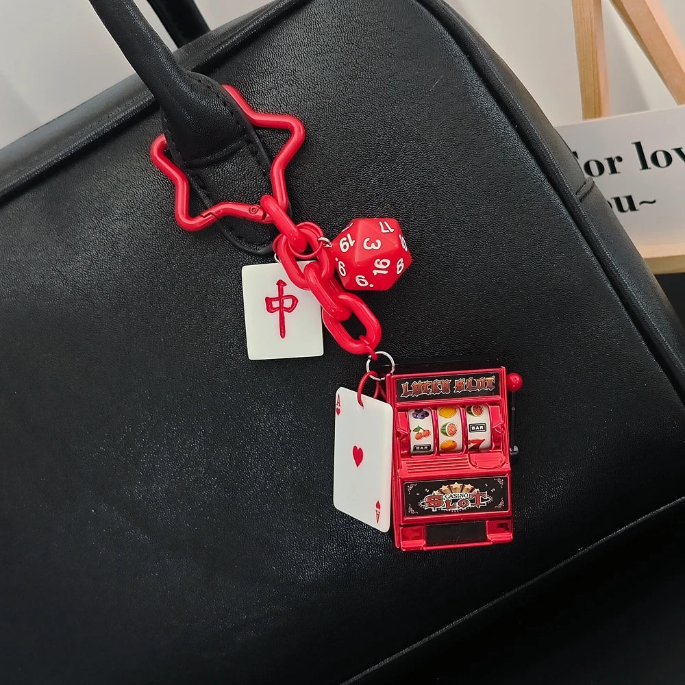 Las Vegas Dice Keychain – Black Eight Fruit Machine Poker Pendant