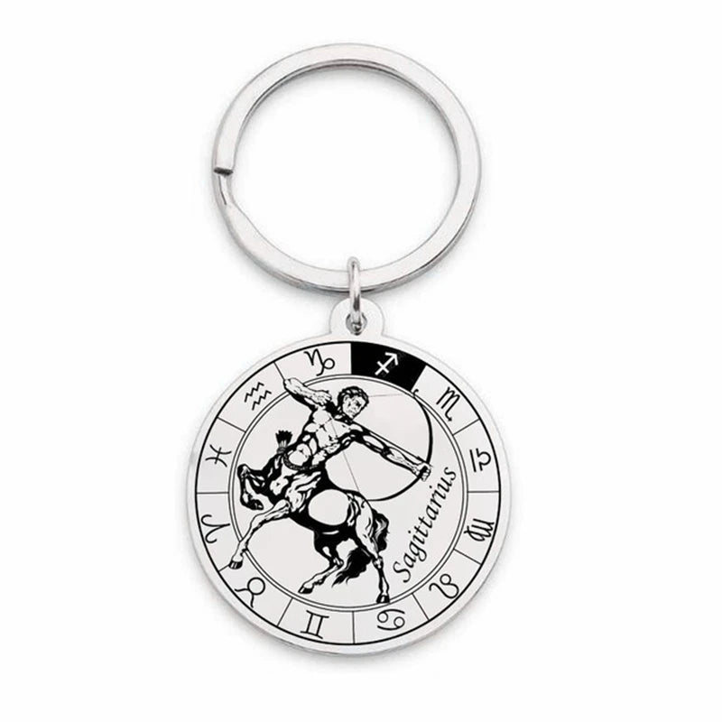 12 Zodiac Sign Constellation Keychain