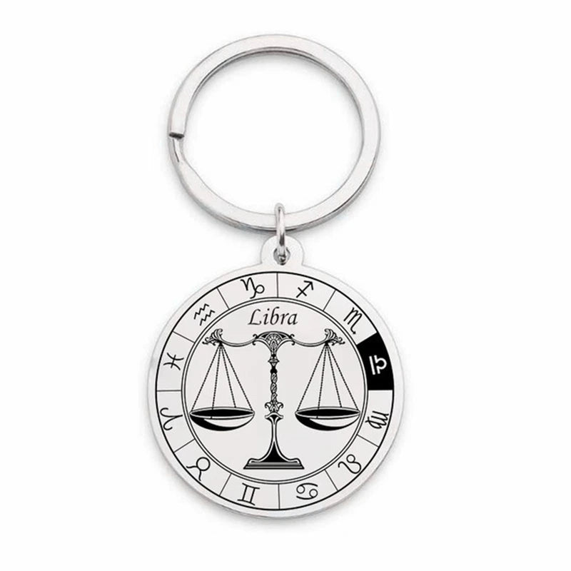 12 Zodiac Sign Constellation Keychain