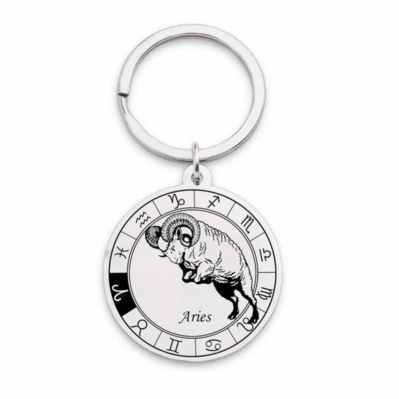 12 Zodiac Sign Constellation Keychain