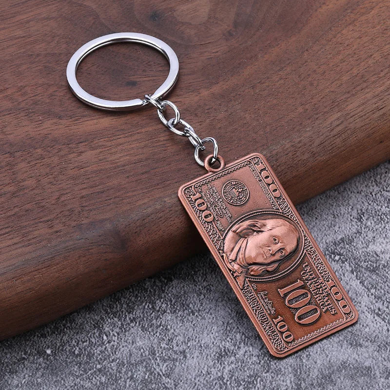 100$ Bill Metal Keychain
