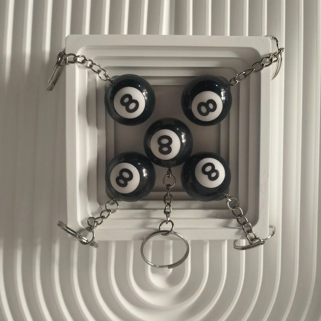 Black No 8 Billiard Keychain