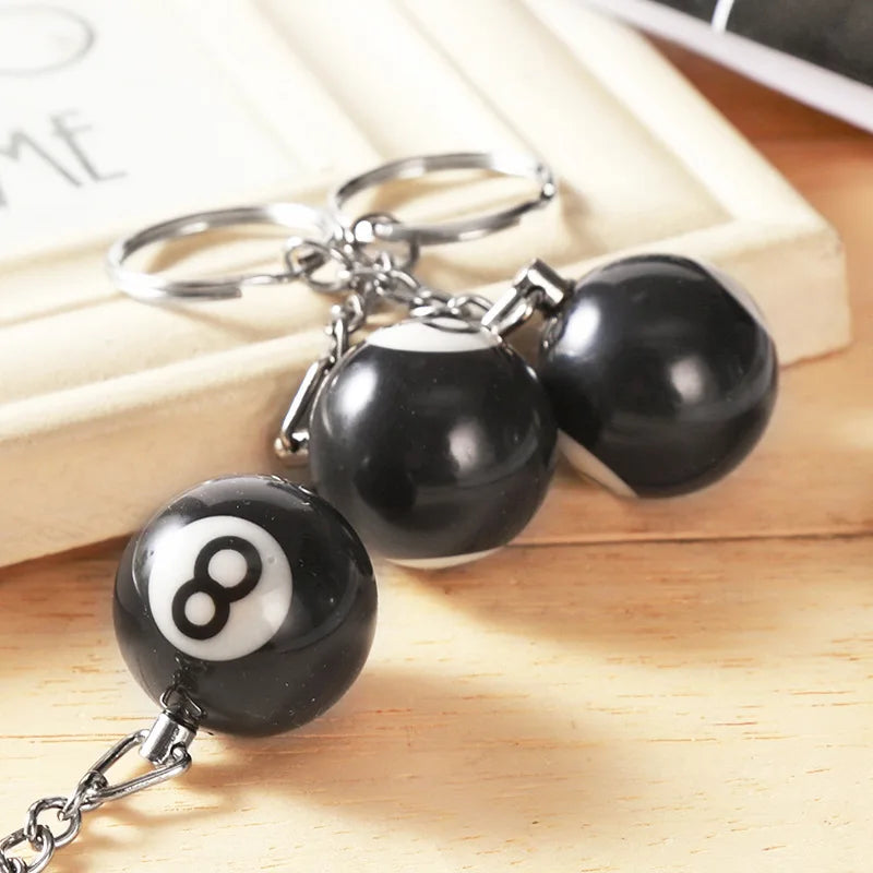 Black No 8 Billiard Keychain