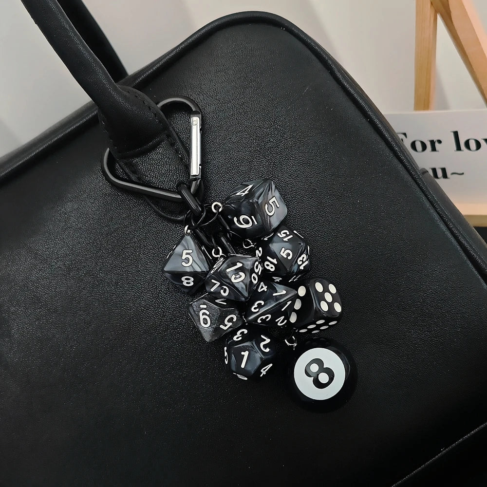 Las Vegas Dice Keychain – Black Eight Fruit Machine Poker Pendant