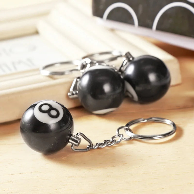 Black No 8 Billiard Keychain