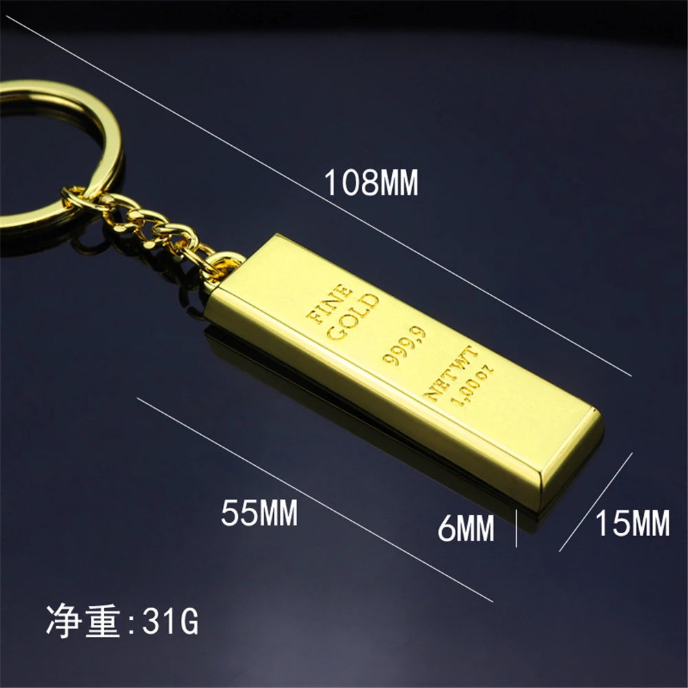 Gold Bar Keychain – Luxury Faux Ingot Key Ring