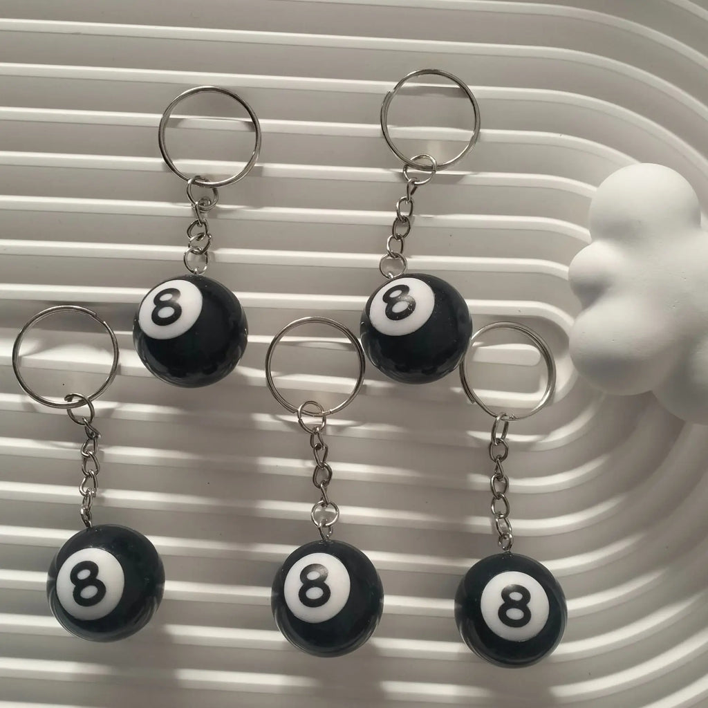 Black No 8 Billiard Keychain