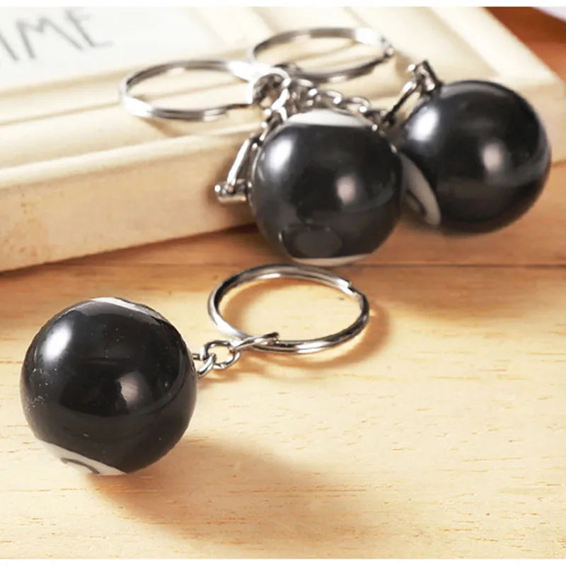 Black No 8 Billiard Keychain