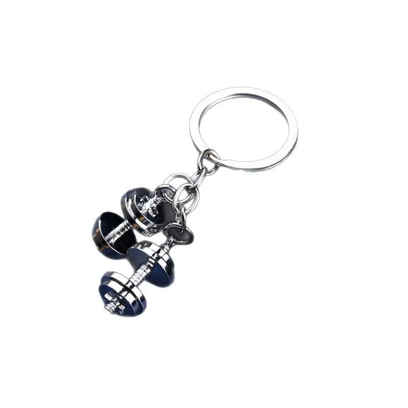 Mini Metal Dumbbell Keychain