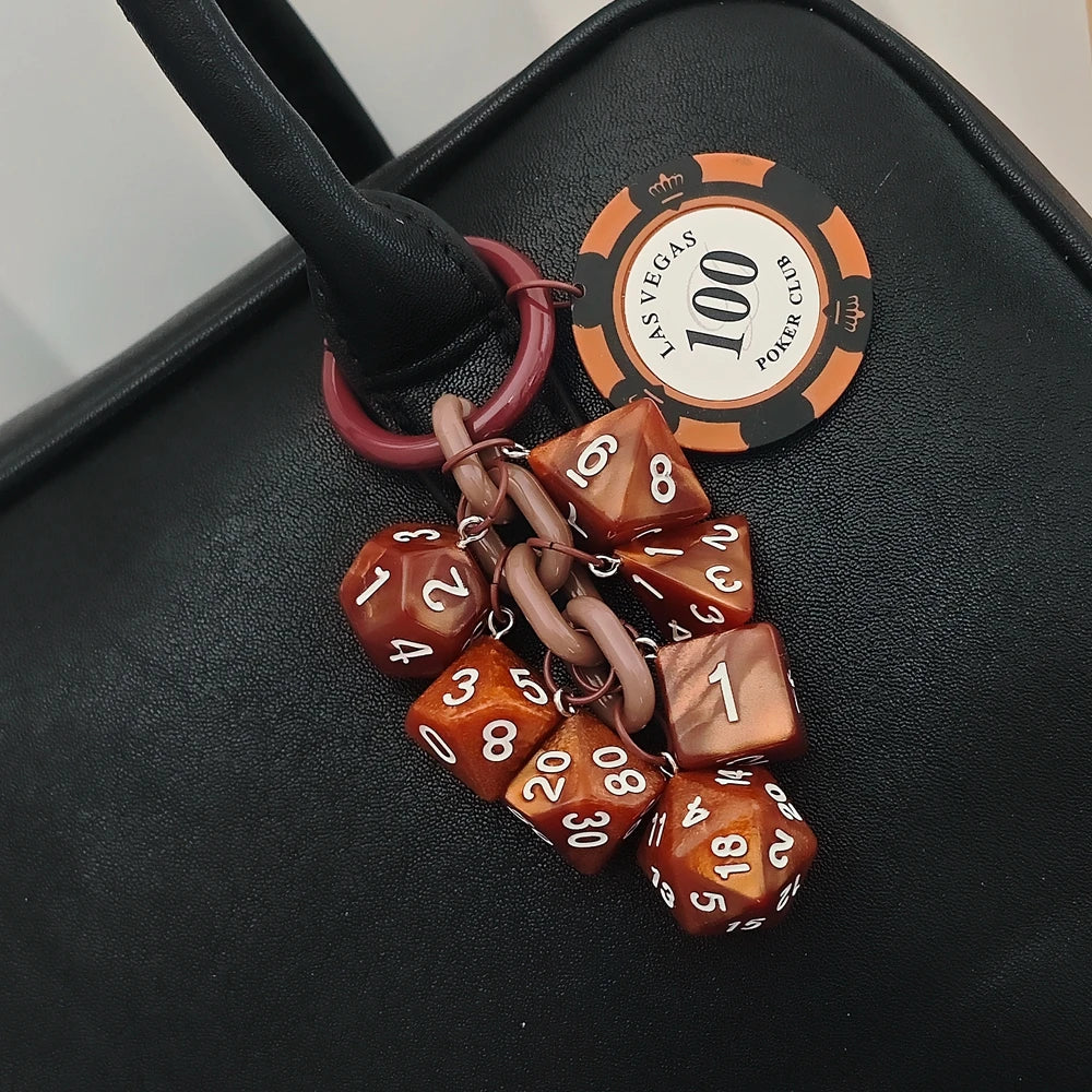 Las Vegas Dice Keychain – Black Eight Fruit Machine Poker Pendant