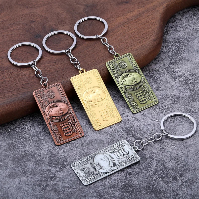 100$ Bill Metal Keychain