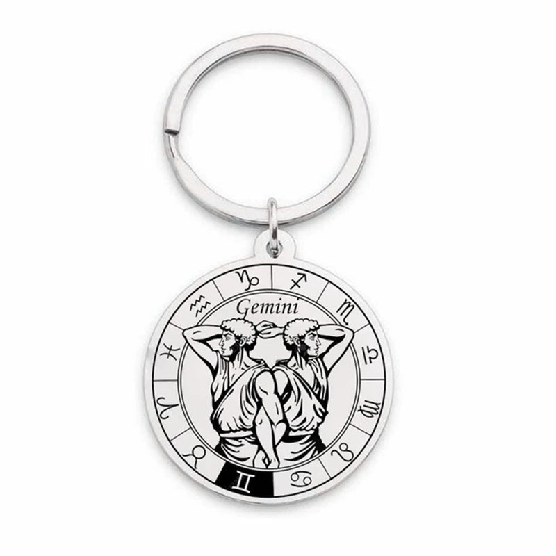12 Zodiac Sign Constellation Keychain