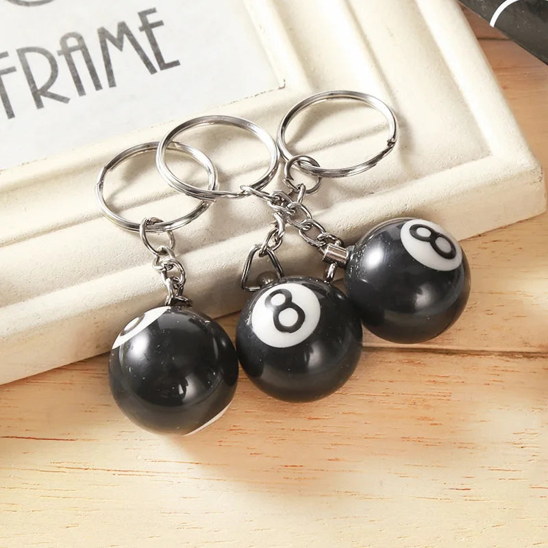 Black No 8 Billiard Keychain